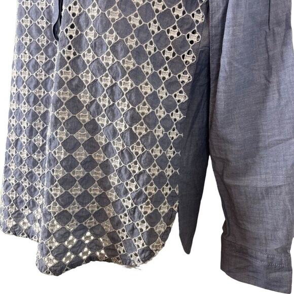 Ann Taylor Loft Softened Shirt Eyelet Embroidered Long Sleeve Button Up Top sz M - Picture 10 of 16